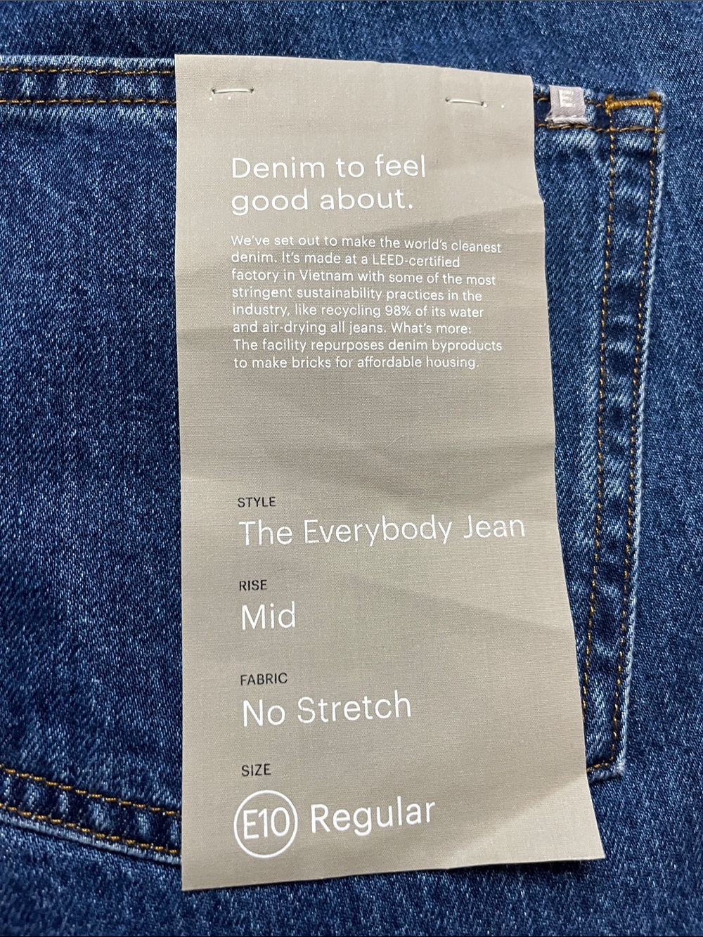 NWT Everlane The Everybody Jean Button Fly Organic Cotton Mid Rise Sz E10x32 - Picture 7 of 10